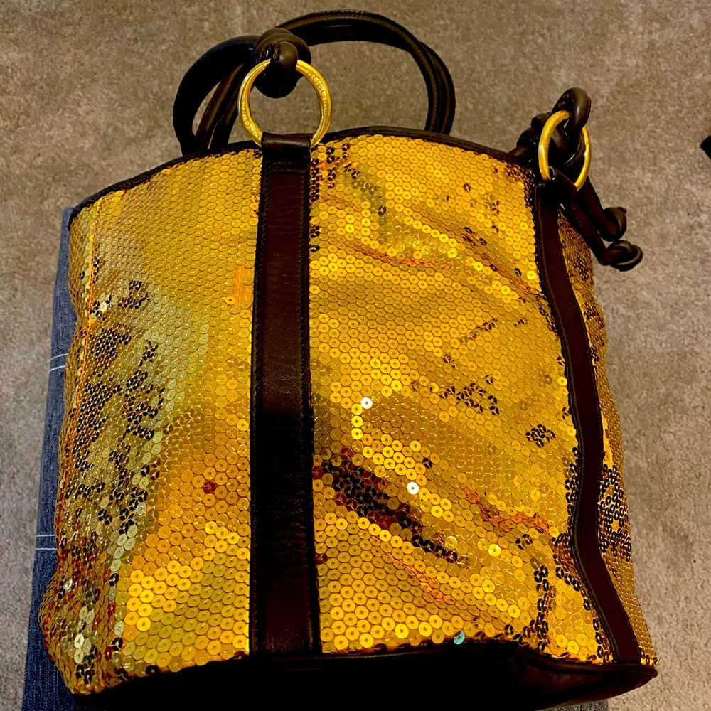 Bebe sequined gold tote bag